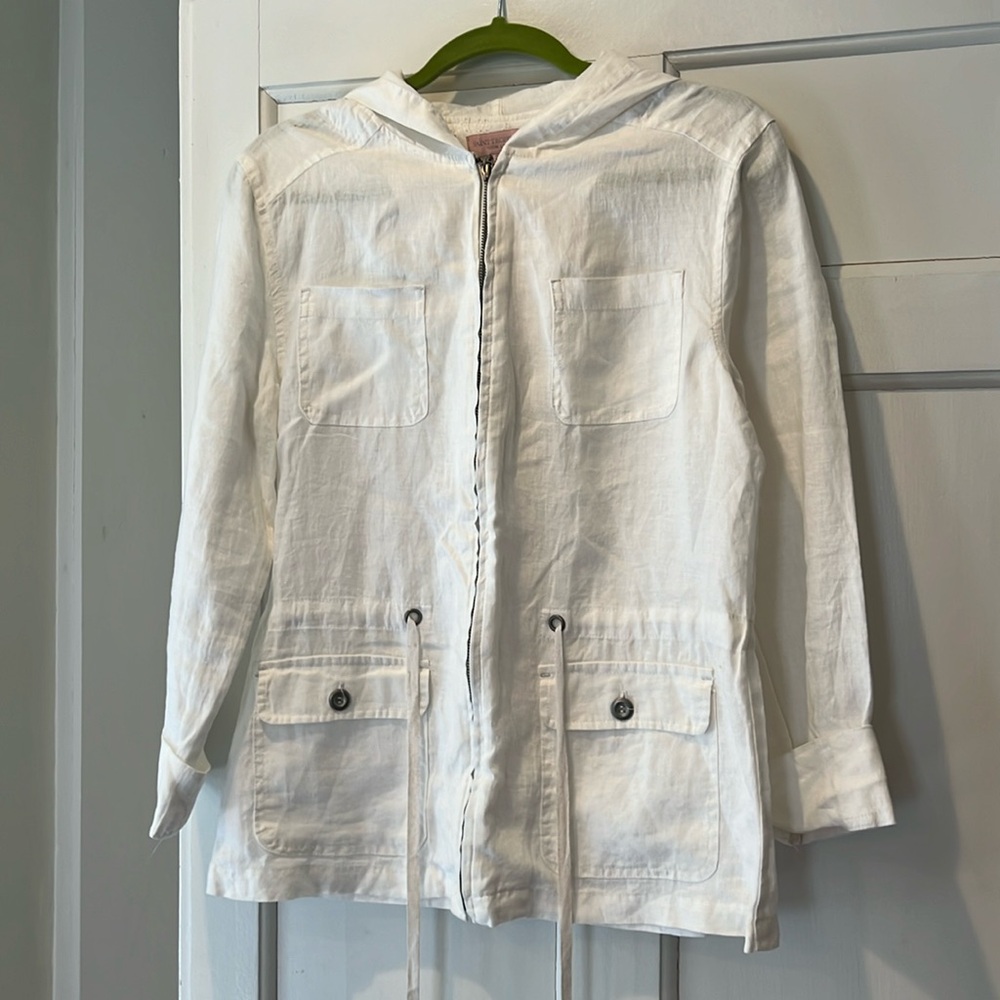 Saint Tropez West -  white linen zip jacket size medium